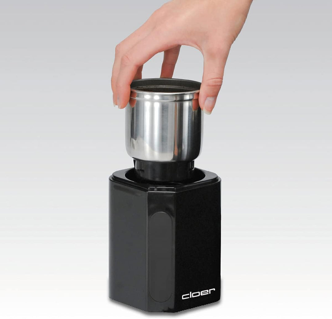 Cloer 7580 Elektrische Kaffee-und Gewürzmühle, 200 W, für Pesto, Nüsse und Getreide, bis zu 70 g Kaf