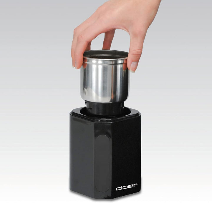 Cloer 7580 Elektrische Kaffee-und Gewürzmühle, 200 W, für Pesto, Nüsse und Getreide, bis zu 70 g Kaf