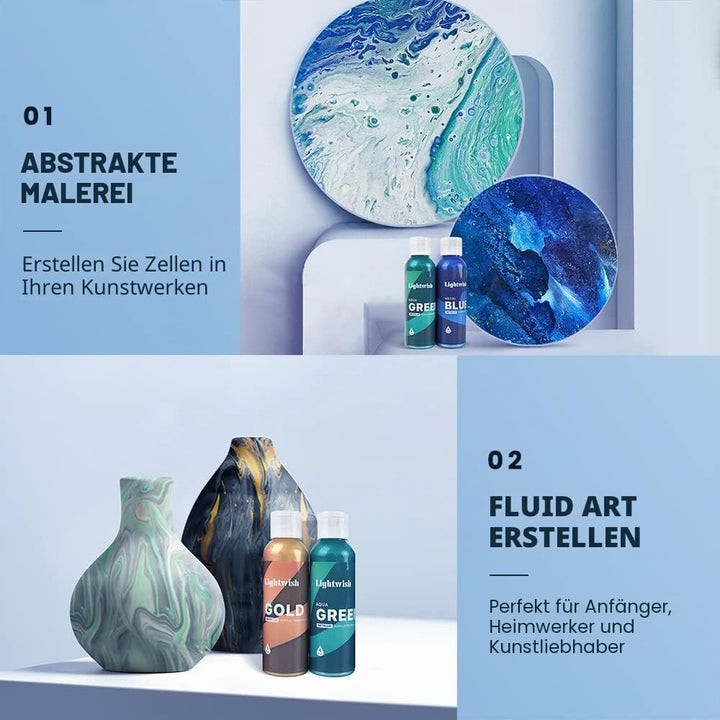 LIGHTWISH Metallic Pouring Acrylfarben Set, 8 schillernde Farben, 118 ml Flaschen, vorgemischte Acry