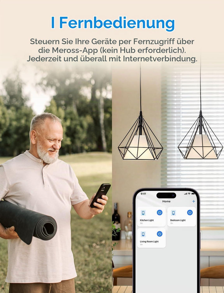 Meross Smart Schalter | Nullleiter Erforderlich | WLAN Wandschalter mit Fernsteuerung &amp; Sprachsteuer