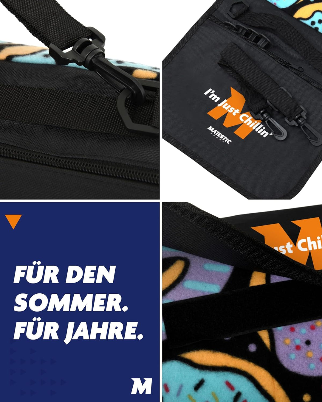 Picknickdecke 200x200 cm Wasserdicht & Sandfrei — Isolierte XXL Stranddecke für 4-6 Personen mit Tra