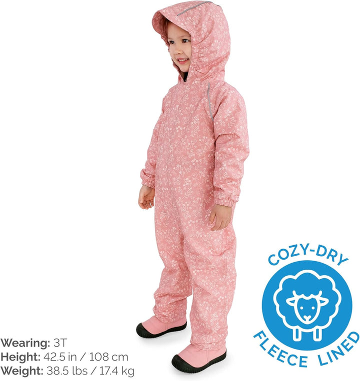 Jan & Jul Baby Toddler Puddle-Dry Rain-Suit, Waterproof and Breathable Fleece-lined: Prairie Flowers