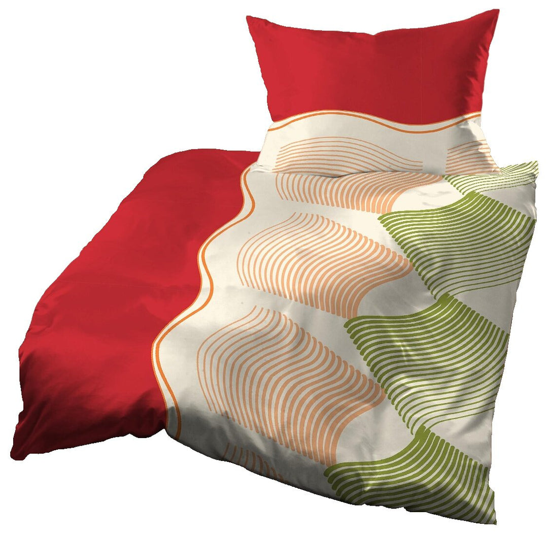 Gerald Wittmann Bettwäsche 140x200 cm + 70x90 cm, Baumwolle, Moderne Rot Beige Orange, Rot