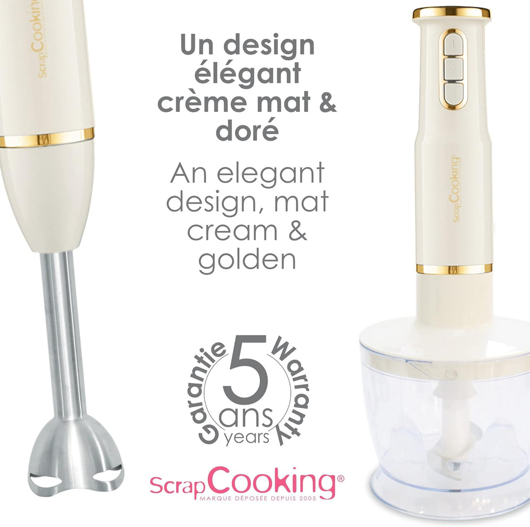 SCRAP COOKING Stabmixer, multifunktional, 3-in-1: Standmixer, Schneebesen & elektrischer Zerkleinere