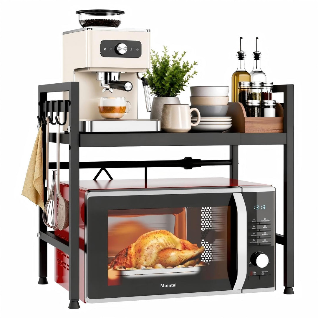 Verstellbares Mikrowellenregal, 2-Stufig Erweiterbares Küchen Mikrowelle Ständer Regal, Mikrowellenh