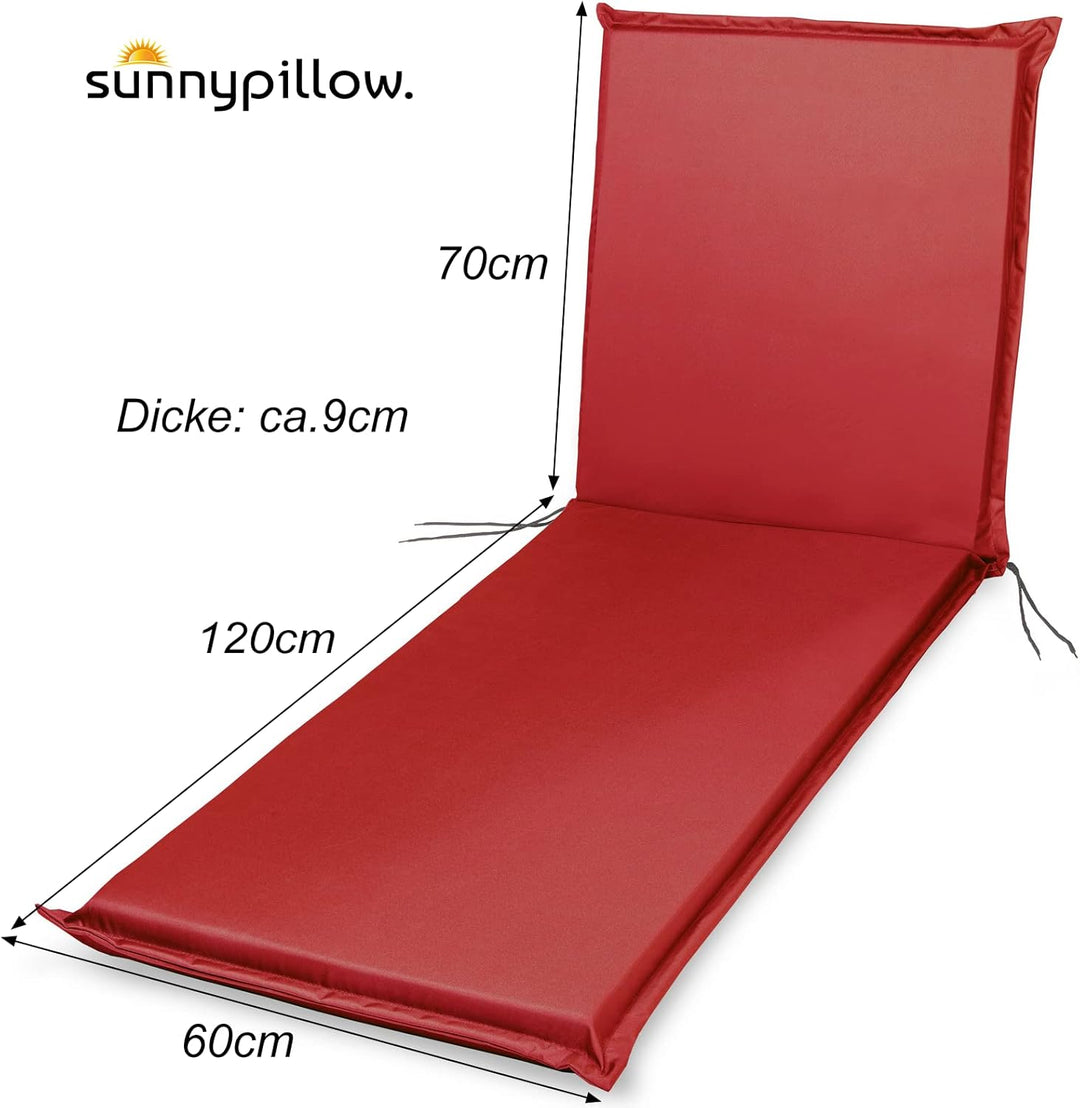 sunnypillow Liegenauflage - Auflage für Sonnenliege 190 x 60 - Polster für Gartenliege extra dick 9c