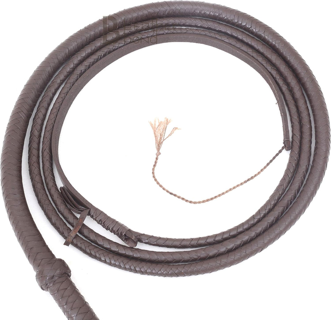 LB'S WHIP Indiana Jones Style 2,4 m 8 geflochtene dunkelbraune Leder Reitpeitsche Bullpeitsche aus e