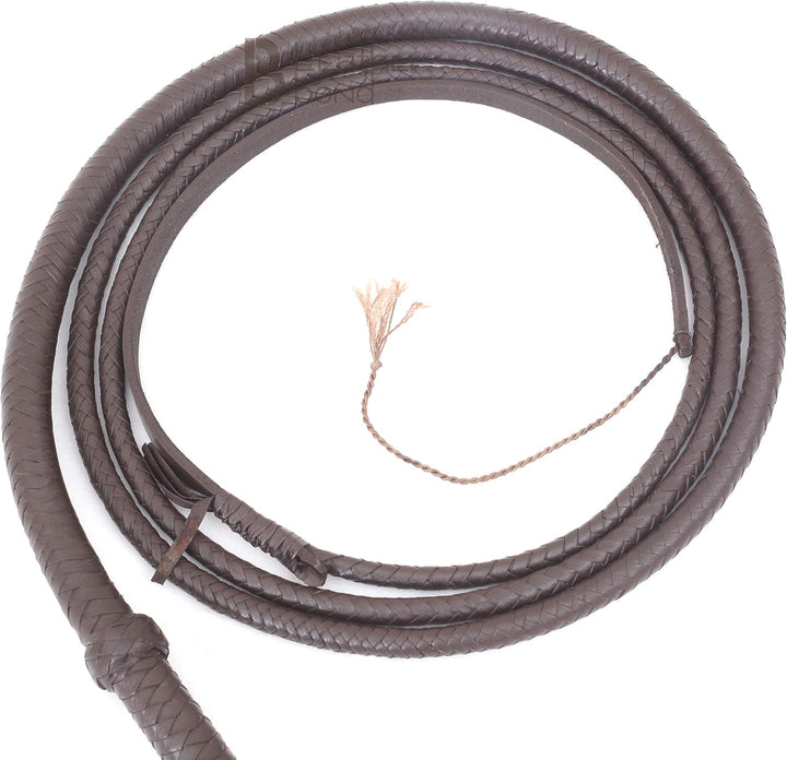 LB'S WHIP Indiana Jones Style 2,4 m 8 geflochtene dunkelbraune Leder Reitpeitsche Bullpeitsche aus e