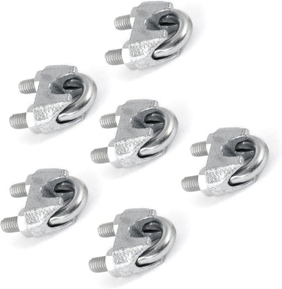 15m DRAHTSEIL SET 6mm 6x19+FC + 6 x SEILKLEMMEN 6mm DIN 741 + 2 x SPANNSCHLOSS M6 HAKEN - ÖSE verzin
