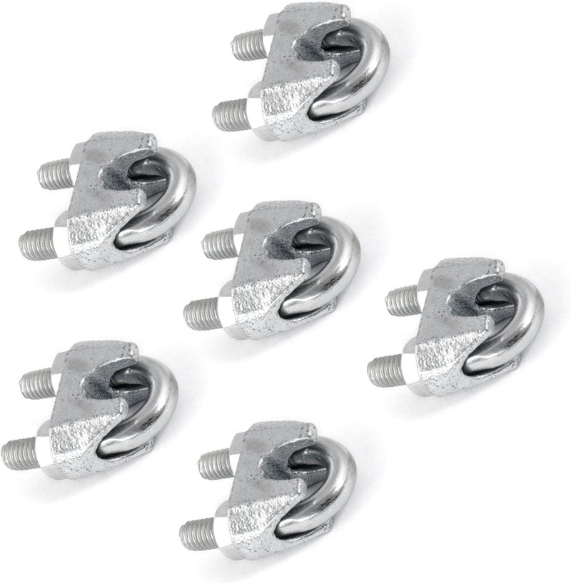 15m DRAHTSEIL SET 6mm 6x19+FC + 6 x SEILKLEMMEN 6mm DIN 741 + 2 x SPANNSCHLOSS M6 HAKEN - ÖSE verzin