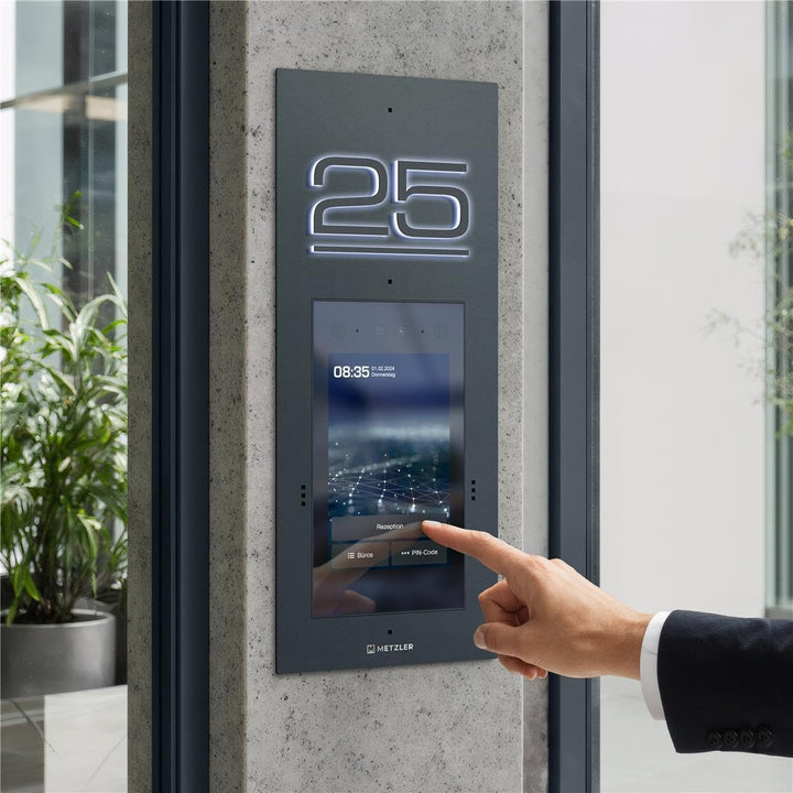 Metzler® Video-Türsprechanlage mit Gesichtserkennung und Touch-Display anthrazit – Full-HD-Kamera, A