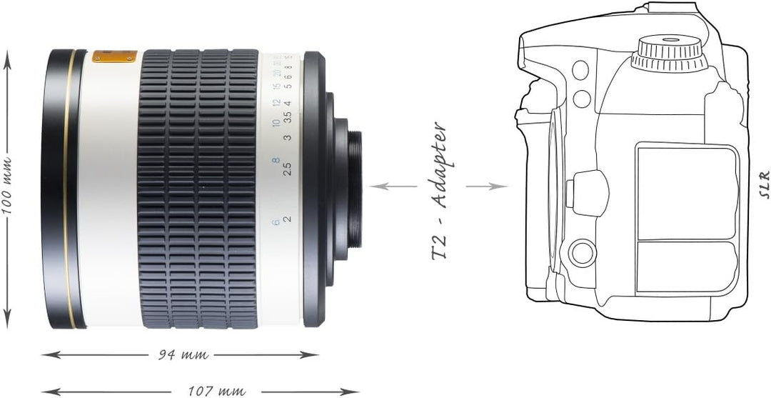 Walimex Pro 500mm 1:6,3 CSC Spiegel-Teleobjektiv für Micro Four Thirds Objektivbajonett weiss (manue