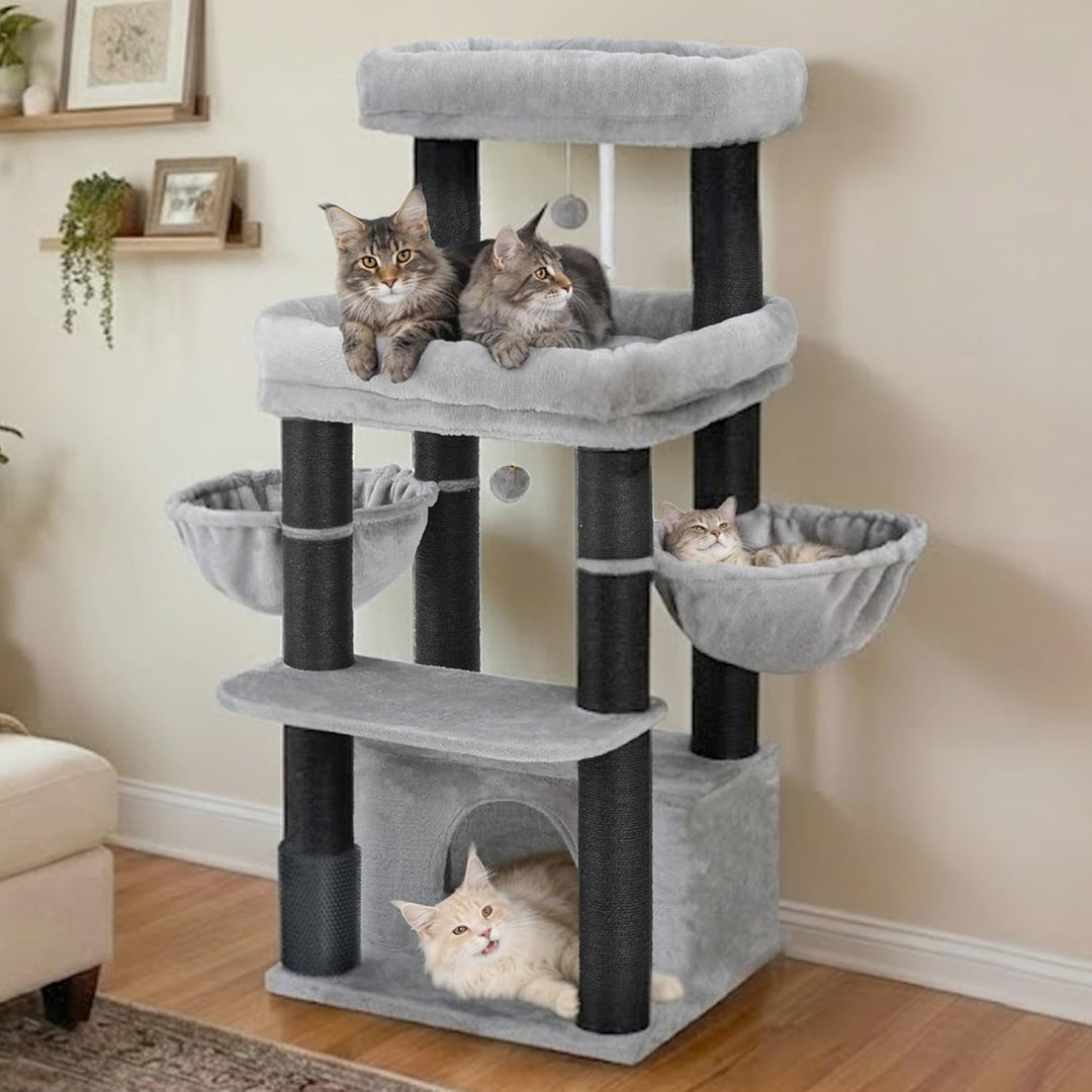 Hey-brother Kratzbaum, Stabil Katzenbaum für grosse Katzen und Maine Coons, mit 8 cm dicken Sisal-Kr