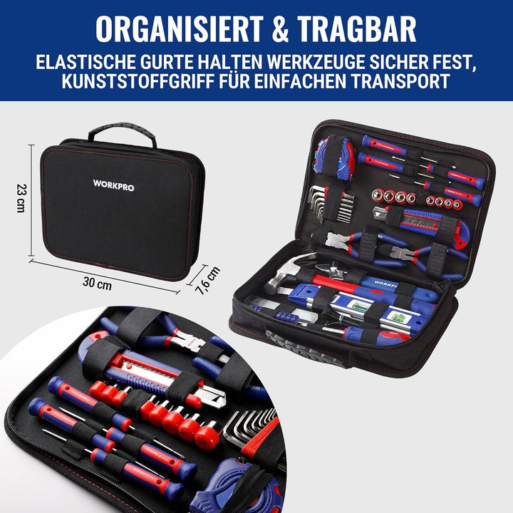 WORKPRO Werkzeugset Universal und Haushalts-Werkzeugkoffer 100-teilig Werkzeugsatz Mechaniker, perfe