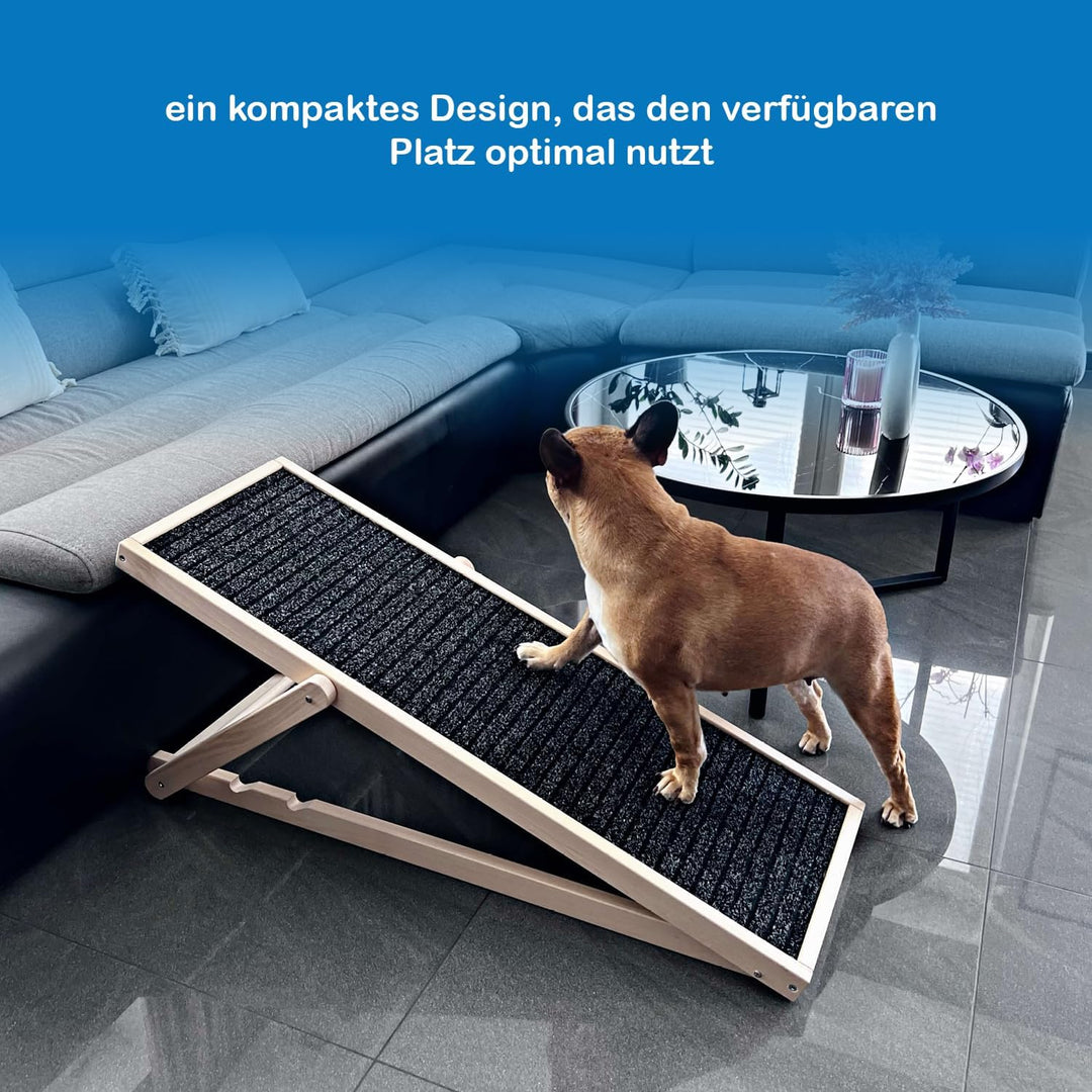 Hunderampe, Hundetreppe aus Holz, verstellbar, Hunderampe für kleine Hunde, Rampe für Hunde,Hunde Tr