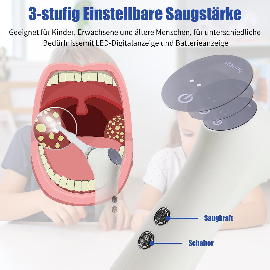 Mandelsteinentferner Set 3-in-1, Einfaches Tonsillenstein Entfernen + 32 Mundreinigungsfingerhandsch