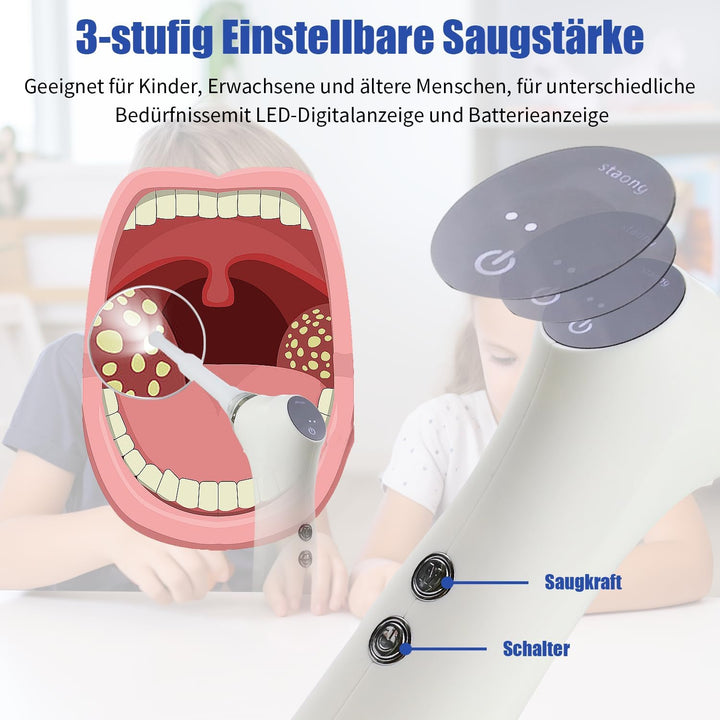 Mandelsteinentferner Set 3-in-1, Einfaches Tonsillenstein Entfernen + 32 Mundreinigungsfingerhandsch