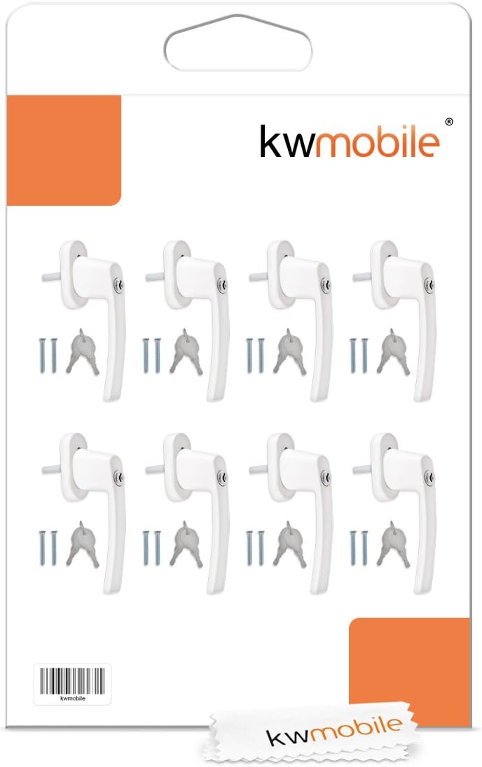 kwmobile 8X Aluminium Fenstergriff abschliessbar - Kindersicherung Fenstersicherung mit Schloss in S