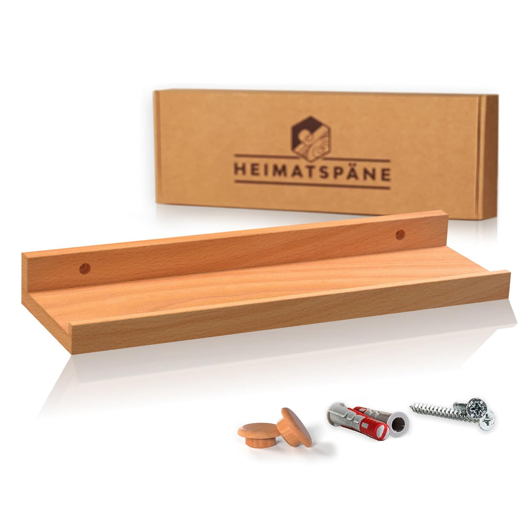 Bilderleiste Kernbuche 40cm - Wandregal Holz [inkl. Schraubenabdeckungen aus Echtholz] Regalbrett Ho