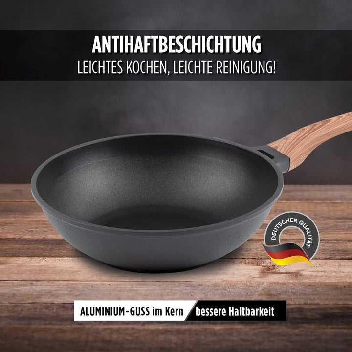 ROSMARINO Profi Wok 30 cm | Wok-pfanne mit hervorragende Wärmeverteilung und Wärmeleistung | Raffini