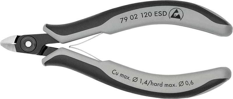 Knipex Präzisions-Elektronik-Seitenschneider ESD brüniert, mit Mehrkomponenten-Hüllen 120 mm 79 02 1