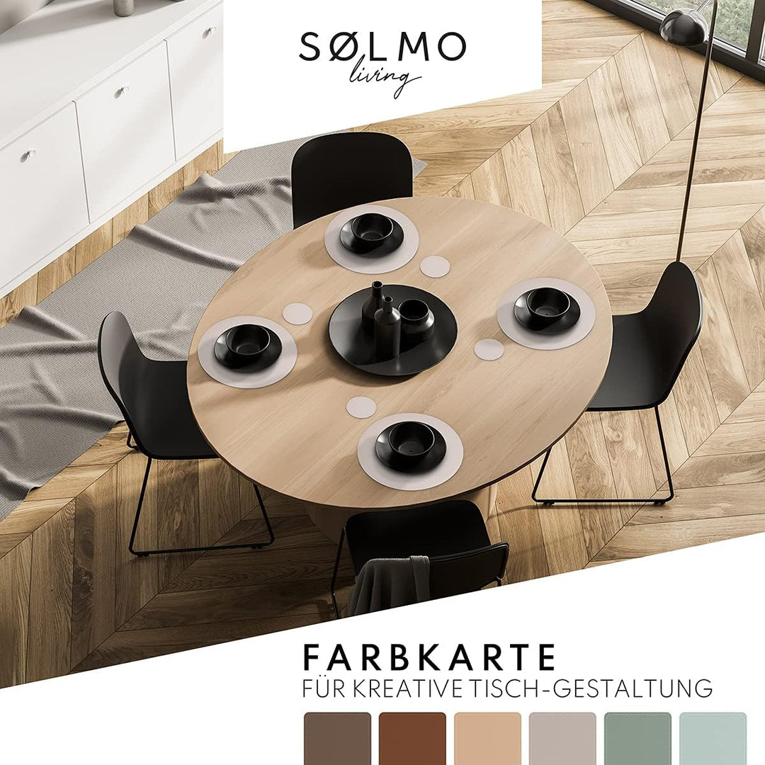 sølmo I Designer Tischset Rund aus PU-Leder - Grosse Farbauswahl - Abwischbar Hitzebeständig I Platz