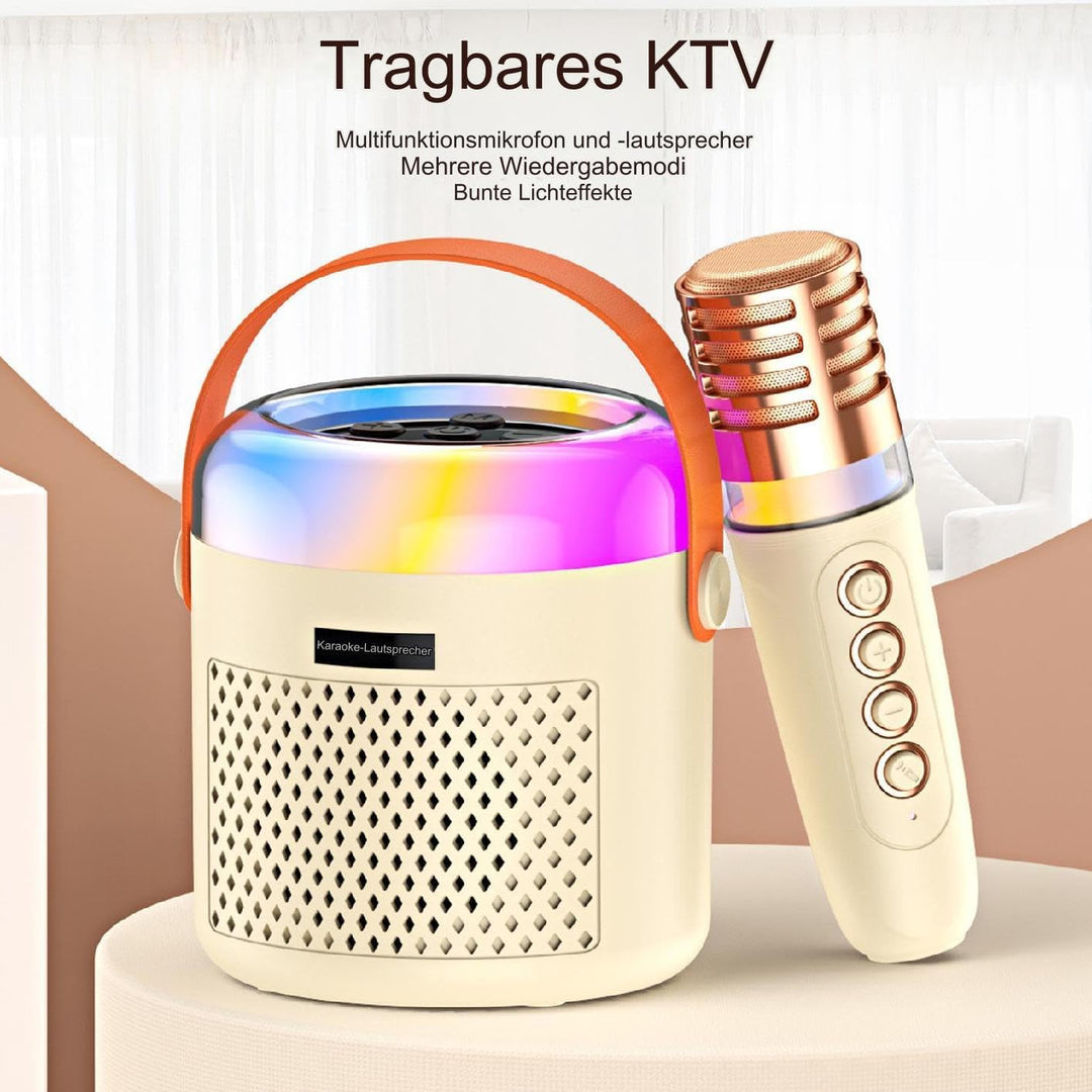 Karaoke für Kinder - Musikplayer mit LED-Lichtern | Tragbarer Karaoke-Lautsprecher mit Mikrofon,Für