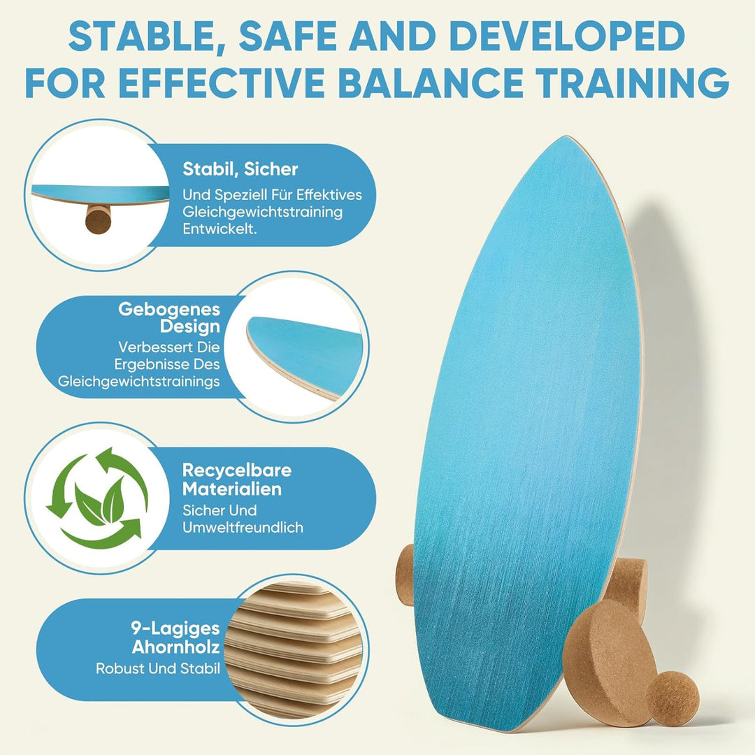 Surf Balance Board, Balance Board Erwachsene Maximale Belastung 200 kg, Holz Balanceboards für Core