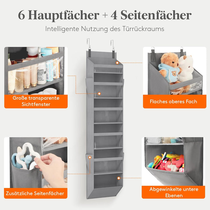 Lifewit Türorganizer Hängeorganizer, 6 Regal klar Fenster hängende Lagerung mit 4 Seitentaschen, Tür