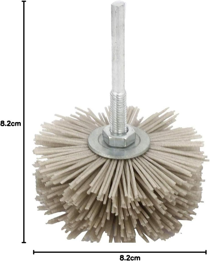 sourcing map 6mm Schaft 82mm D. Kopf 80 Körnung Schleifmittel Nylon Radbürste Schleifwerkzeug
