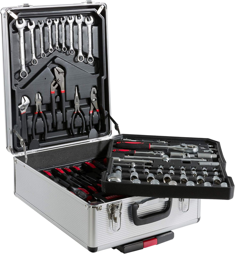 Arebos Werkzeugkoffer | Werkzeug-Set | 1200 Teile | Rollkoffer Tragekoffer | für Haushalt, Garage &