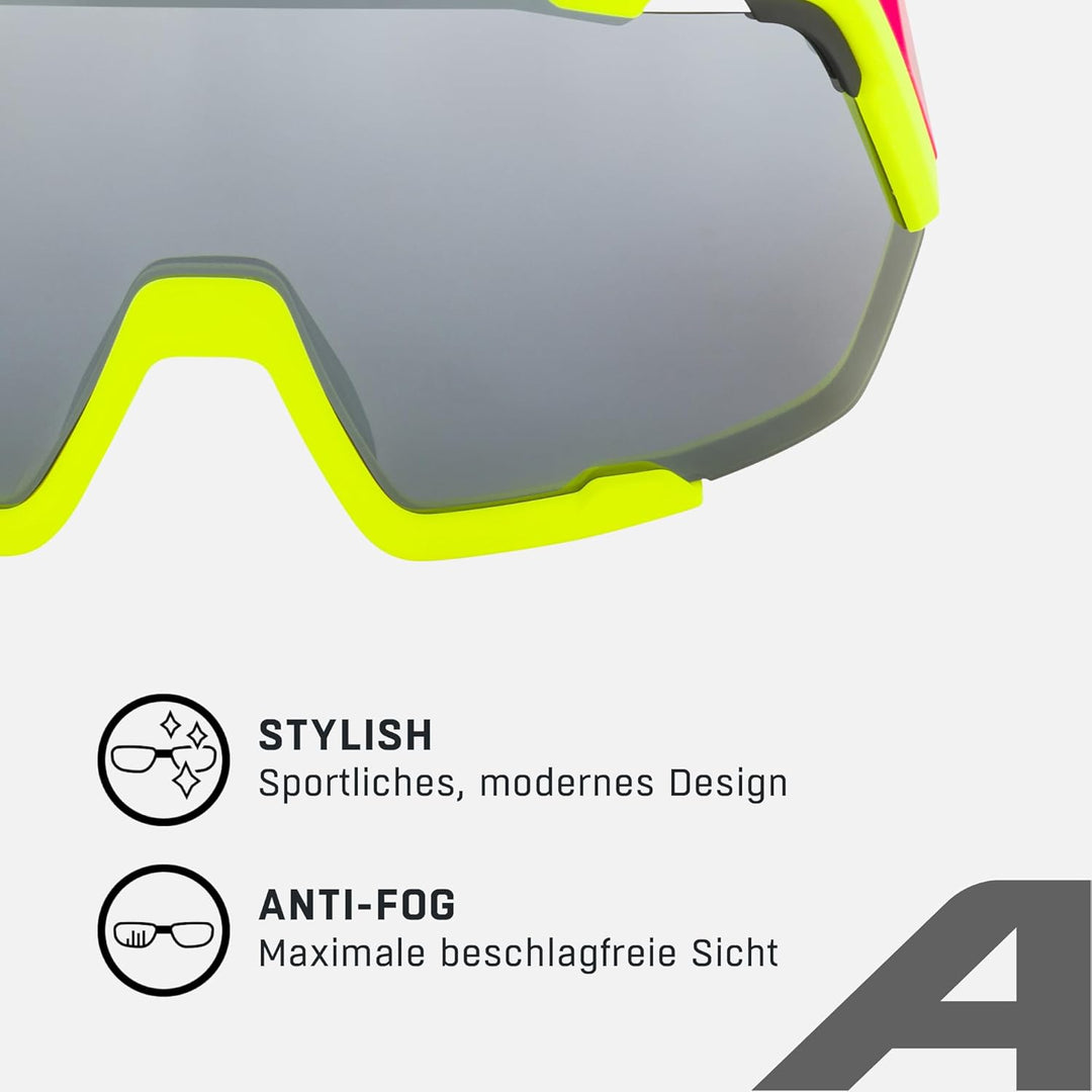 ALPINA ROCKET BOLD - Wasserabweisende und Beschlagfreie Sport- & Fahrradbrille Mit 100% UV-Schutz Fü