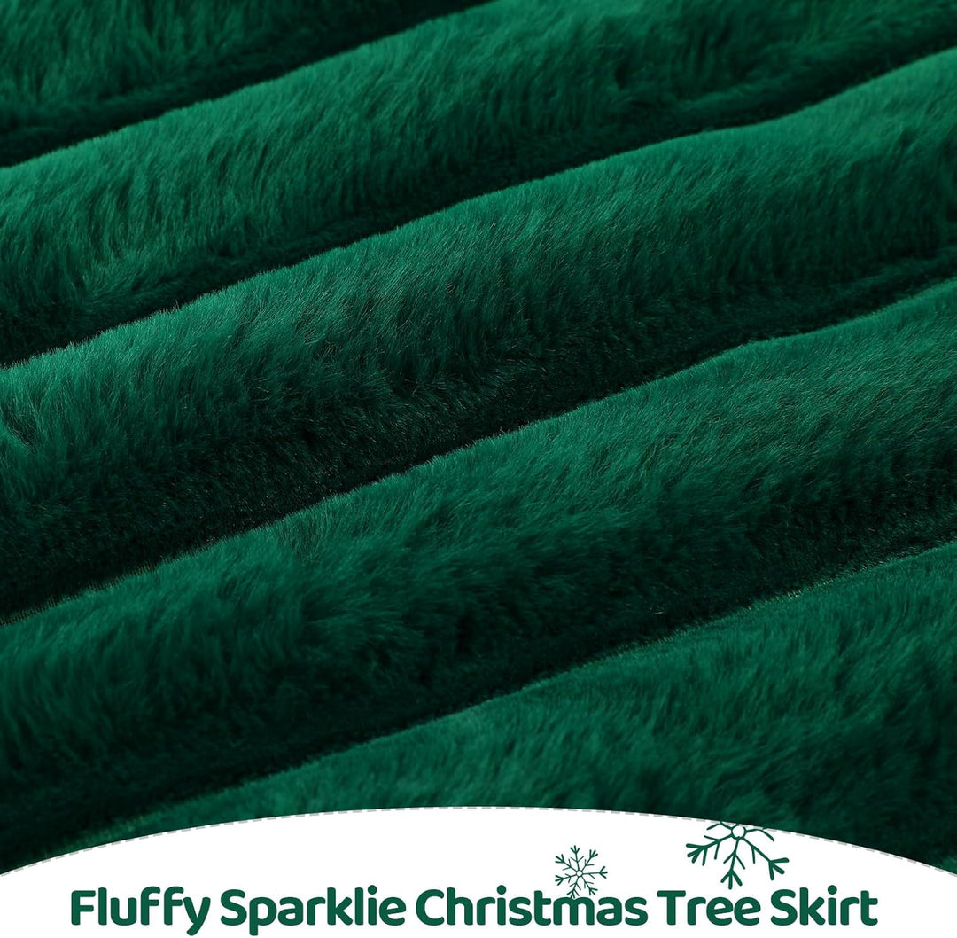 KONVINIT Weihnachtsbaumdecke Grün Luxus Kunstfell Round Christbaumdecke Weihnachtsbaumrock Weihnacht
