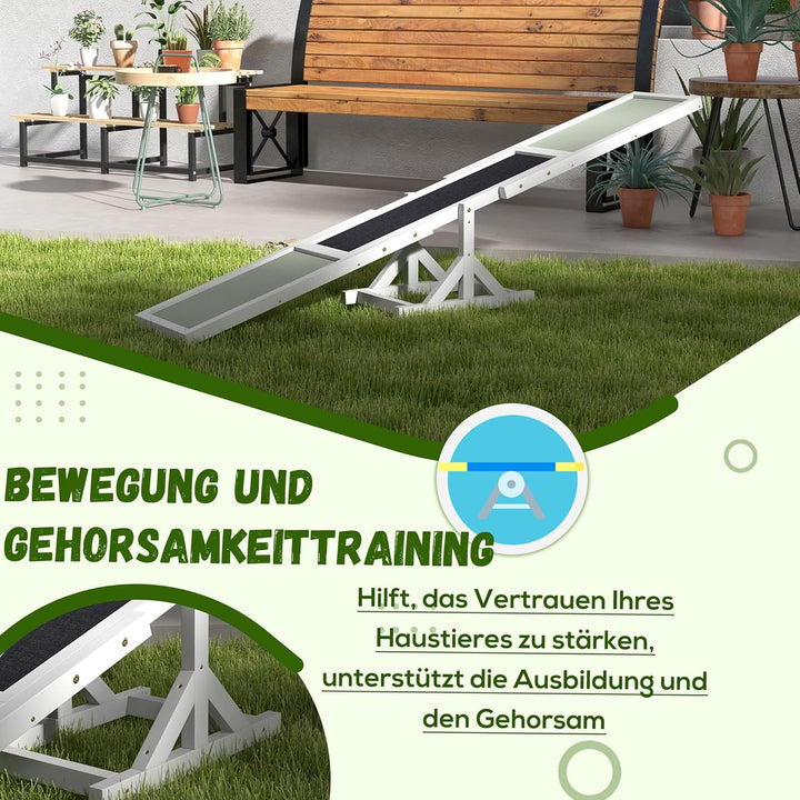 PawHut Hundewippe, Hunde Agility Wippe aus Holz, rutschfest Hunde Agilitäts Rampe für Hunde unter 30