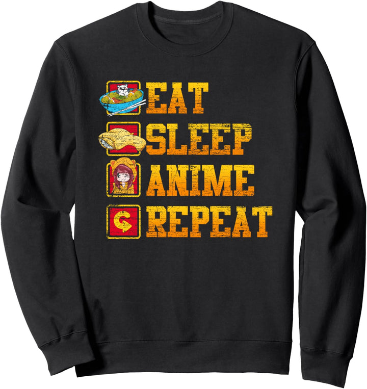 Kawaii Panda Ramen Essen Schlafen Anime Wiederholen Anime Sweatshirt