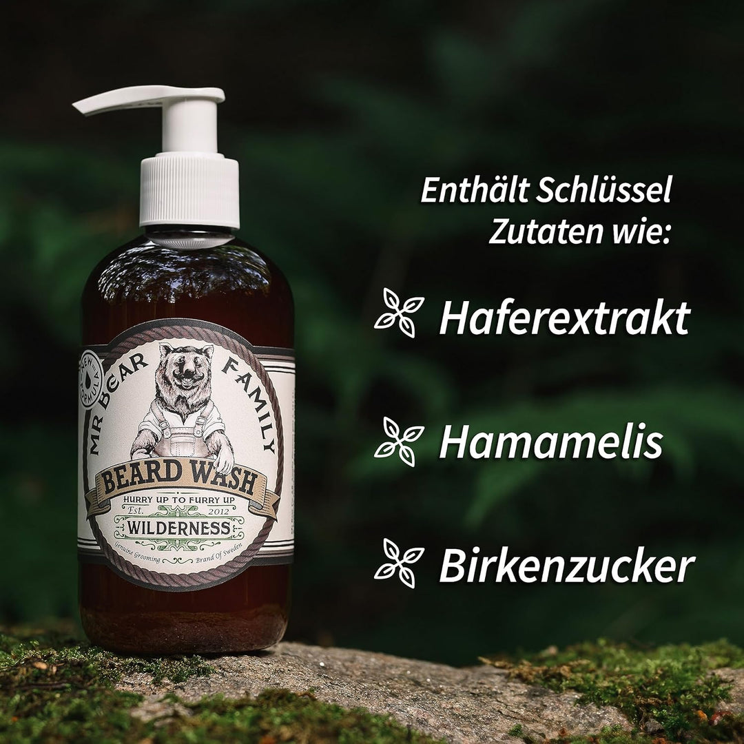 Mr Bear Family Natürliches Bartshampoo für Männer 250ml - Wilderness - mehr Feuchtigkeit für einen v