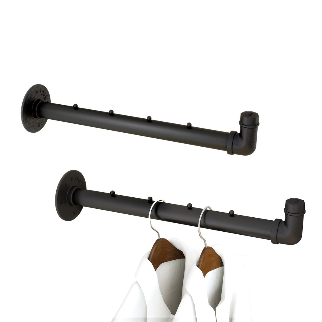 IBUYKE Kleiderstange Wandmontage 2 Stück, 40cm Metall Industrierohr Garderobenstange für die Wand, M