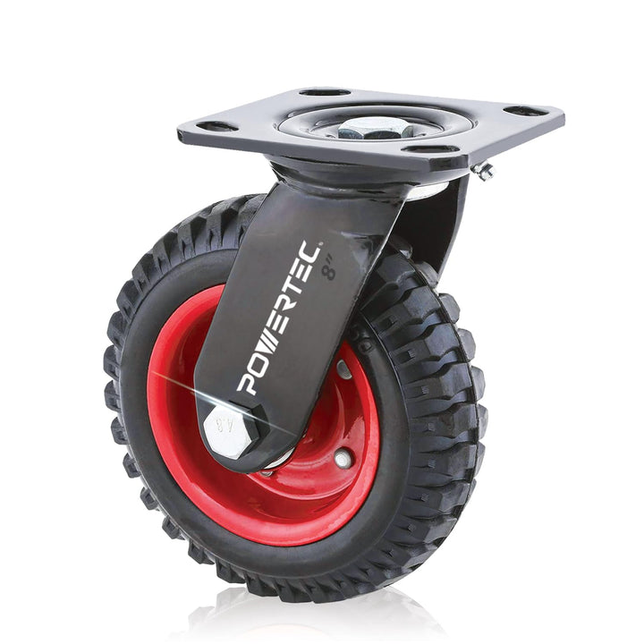 POWERTEC Caster 17051 Schwerlast-Rolle, 20,3 cm, schwarz, 8 Inch 8 Inch Schwenkbar, 8 Inch Schwenkba