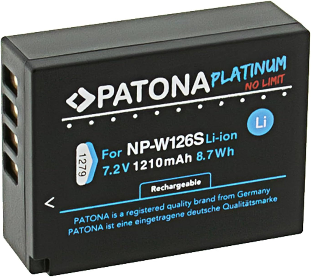 PATONA 2X Platinum Akku NP-W126S Kompatibel mit Fujifilm FinePix HS30EXR, HS33EXR, HS50EXR, X-T20, X