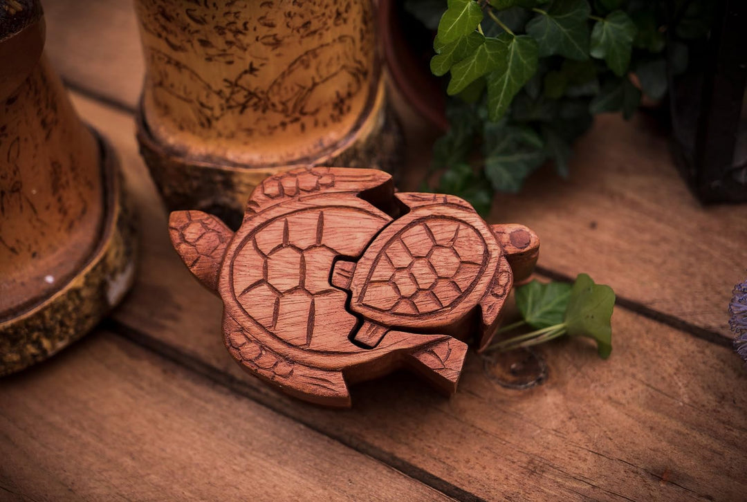 Windalf Glücks Schildkröten Schmuckdose NAMY 14.5 cm Bohemia Geschenkdose Vintage Schildkröten Handa