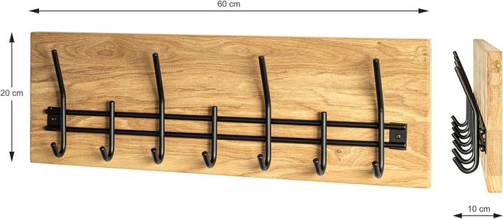 HAKU Möbel Wandgarderobe, Massivholz, eiche geölt-schwarz, B 60 x T 10 x H 20 cm Eiche Geölt-schwarz