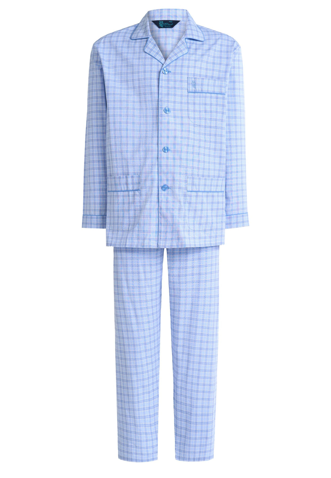 El Búho Nocturno Schlafanzug Herren Lang Baumwolle Pyjama Für Herren Klassisch Revers Knopfjacke Kar