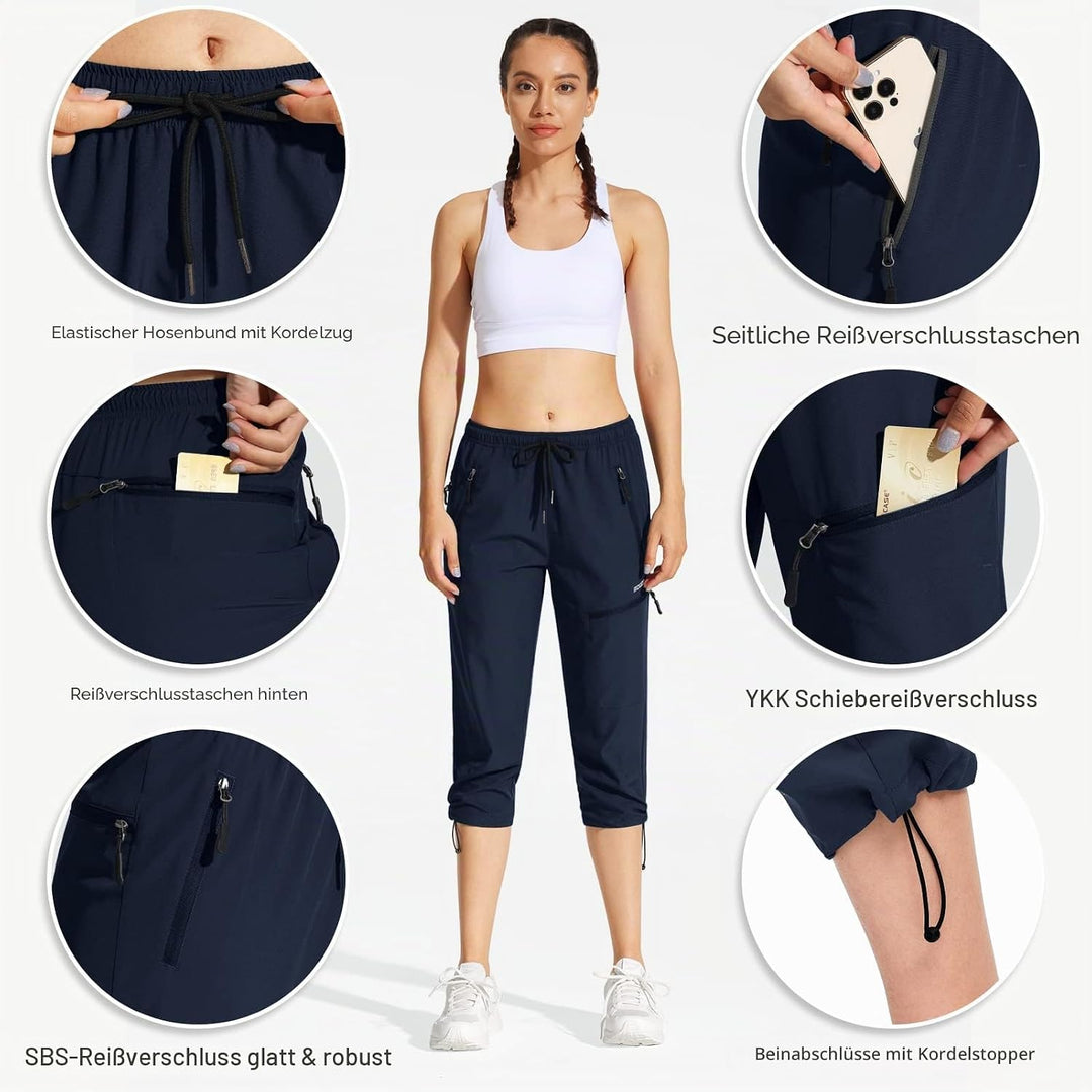 MOCOLY Damen Wanderhose Cargohose Wasserdicht Elastische Outdoorhose Cargo Jogginghose Trekkinghose