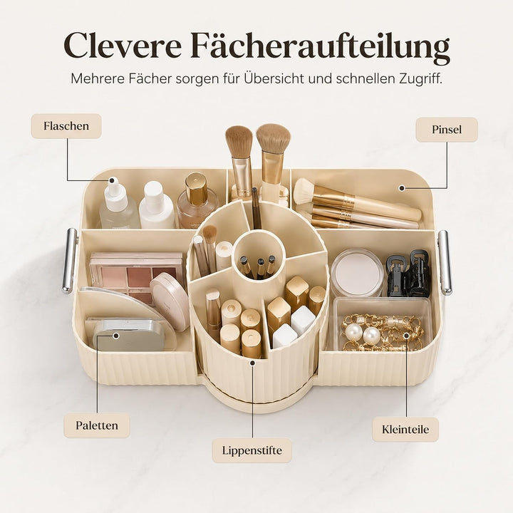 Kosmetik Organizer 360° Drehbar, Acryl, Creme | Make Up Aufbewahrung, Pinselhalter &amp; Schminktisch Or