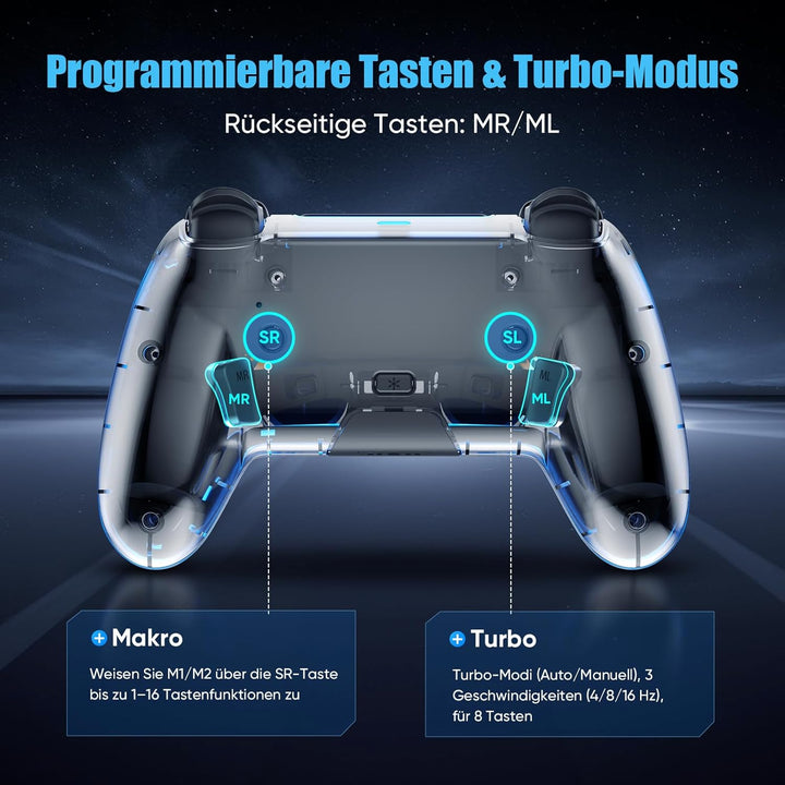 BETMI Wireless Controller für PS5, Pro/Slim/MAC/Steam Deck/PC, Hall-Effekt-Joystick, Doppelvibration