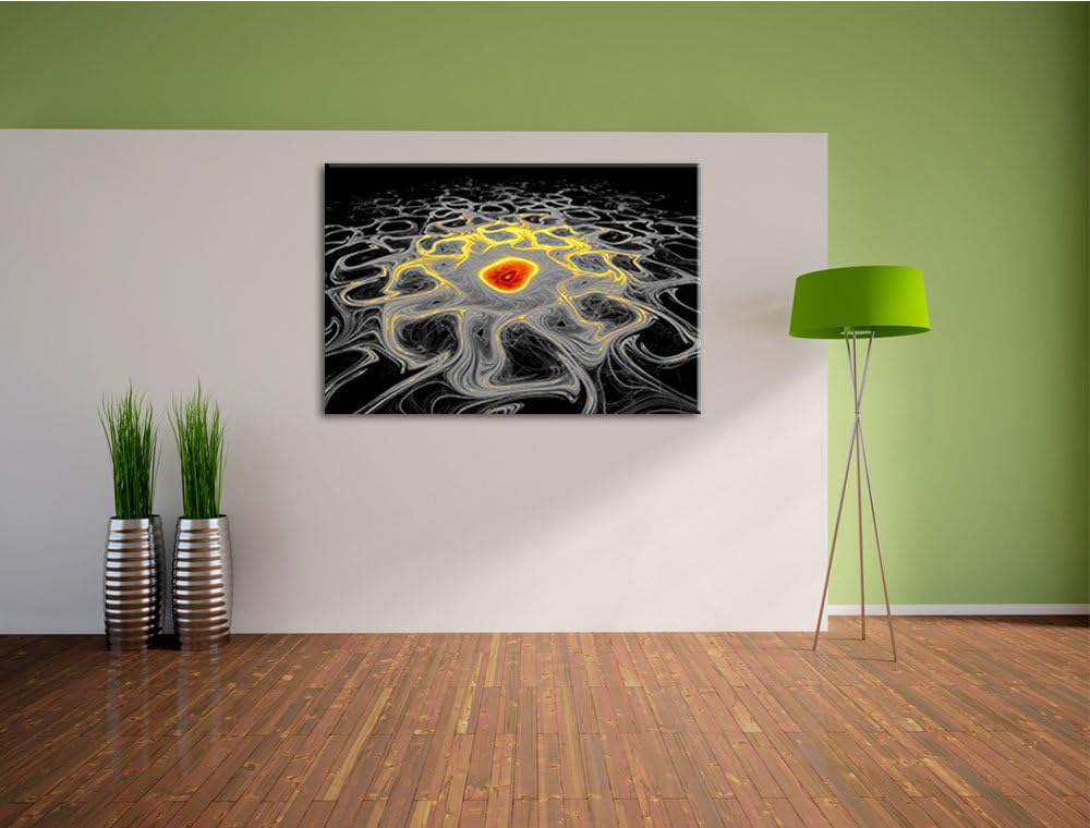 Dark leuchtendes Lava Muster schwarz/weiss Format: 100x70auf Leinwand, XXL riesige Bilder fertig ger
