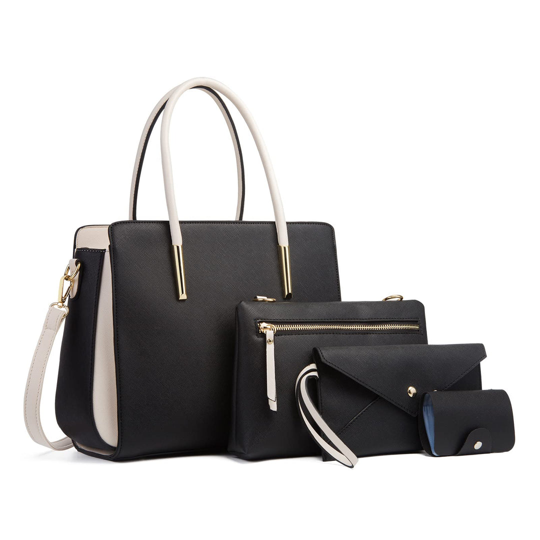 FANDARE Damen Handtasche 4 Stück Set Umhängetasche Frauen Reise Citytasche mit Unterarmtasche Brieft