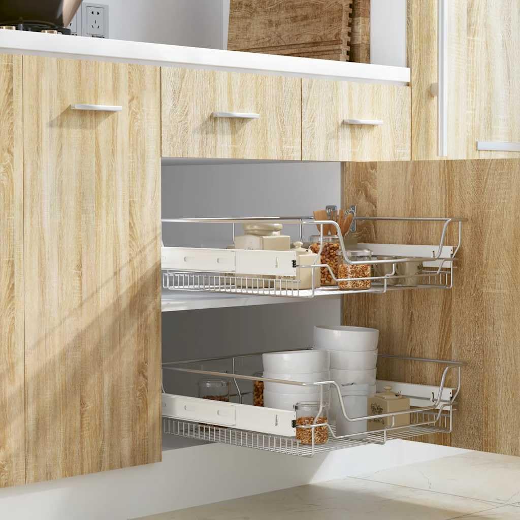 vidaXL 2X Einbauschublade 60cm Teleskopschublade Korbauszug Küchenschrank 600 mm, 600 mm