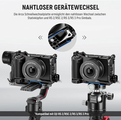 NEEWER ZV-E1 Kamera Käfig Set mit Arri Top Handle, HDMI Kabelklemmen, NATO Schiene, Arca Typ Basis,