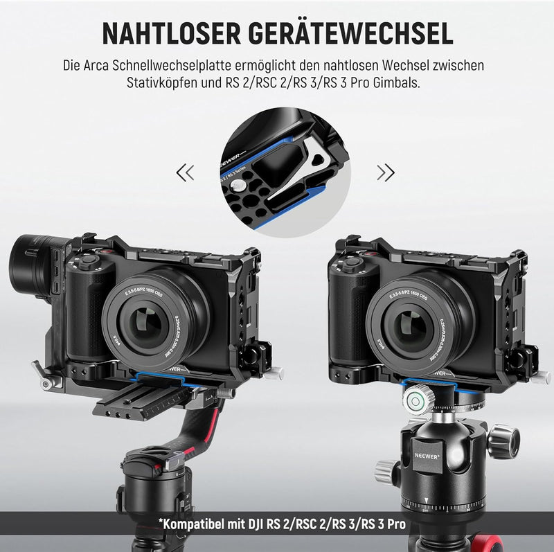 NEEWER ZV-E1 Kamera Käfig Set mit Arri Top Handle, HDMI Kabelklemmen, NATO Schiene, Arca Typ Basis,